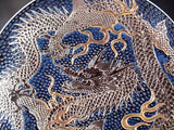 Fujii Kinsai Arita Japan - Tetsuyu Platinum & Gold Rise Dragon Ornamental plate 46.00 cm - Free Shipping