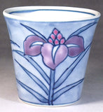 Fujii Kinsai Arita Japan - Somenishiki Shobu (Iris) Sake Cup (Guinomi) - Free shipping