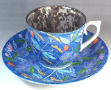 Fujii Kinsai Arita Japan - Somenishiki Platinum Kusabana Monyou Cup & Saucer - Free Shipping