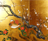 Japanese Traditional Hand Paint Byobu (Gold Leaf Folding Screen) - T 24 - Free Shipping