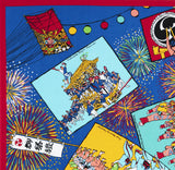 Asayama Misato - Nihon no matsuri (Japanese festival)   112 x 112 cm  Furoshiki (Japanese Wrapping Cloth)