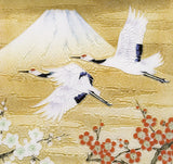 Saikosha - #005-04 Soukaku (Pair of crane), Mt. Fuji & Plum (Cloisonné ware ornamental plate) - Free Shipping