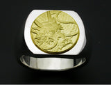 Saito - Dragon Crest 18Kt gold emblem Seal Stand Silver Ring