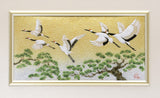 Saikosha - #014-11  Flock of Cranes and Pine (Framed Cloisonné ware) - Free Shipping