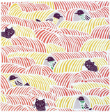 Kata Kata - Neko to Tori (Cats and birds) Pink - Furoshiki   70 x 70 cm