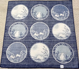 Maruwa - Rabbit picture-painted plate (Navy) - Furoshiki (Japanese Wrapping Cloth) 50 x 50 cm
