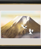 Sankoh Framed Mt. Fuji - G4-BF015L - Ogon Fuji (Golden Mt. Fuji & pair of cranes)