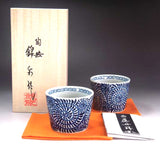 Fujii Kinsai Arita Japan - Kosometsuke Tako Karakusa  Japanese Teacup (Yunomi) One pair set - Free shipping