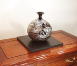 Fujii Kinsai Arita Japan - Tenmokuyu Platinum Ryusui Monyou Carp vase 25.50 cm - Free Shipping
