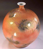 Fujii Kinsai Arita Japan - Yurisai Kinran Crane Ornamental vase 19.00 cm (Superlative Collection) - Free Shipping