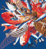 Asayama Misato - Sea Harvest 97 x 97 cm Furoshiki (Japanese Wrapping Cloth)