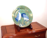 Fujii Kinsai Arita Japan - Somenishiki  Kinsai Couple Crane Ornamental plate 39.50 cm - Free Shipping