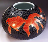 Fujii Kinsai Arita Japan - Tetsuyu Kinsai Goldfish Vase 21.80 cm - Free Shipping