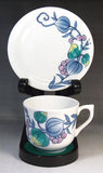 Fujii Kinsai Arita Japan - Somenishiki Sarutori Ibara DemitasseCoffe Cup & Saucer, One pair Set - Free Shipping