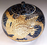 Fujii Kinsai Arita Japan - Tetsuyu Platinum & Gold Phoenix Incense burner 10.70 cm  - Free Shipping