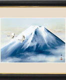 Sankoh Framed Mt. Fuji - G4-BF027L - Reimei Fuji (The morning Mt. Fuji & cranes)