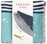 Kata Kata - Fin whale  Blue オーガニック ナガスクジラ ブルー- Furoshiki   50 x 50 cm