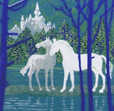 Saikosha - #012-16 Chateau and white Horses (Framed Cloisonné ware) - Free Shipping