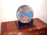 Fujii Kinsai Arita Japan - Somenishiki Platinum Peony Ornamental plate 30.80 cm - Free Shipping