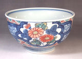 Fujii Kinsai Arita Japan - Somenishiki Sakura, Kiku, Botan Rice Bowl - Free Shipping