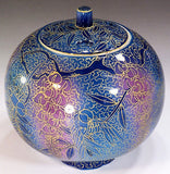 Fujii Kinsai Arita Japan - Somenishiki Kinsai Yurikou Swallow & Wisteria Incense burner 10.70 cm  - Free Shipping