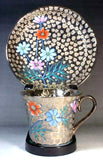 Fujii Kinsai Arita Japan - Somenishiki Platinum Cosmos Cup & Saucer - Free Shipping