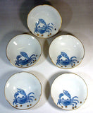 Fujii Kinsai Arita Japan - Somenishiki Kinsai Crab Kobachi (Small Bowl) 5 units set - Free Shipping