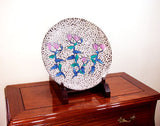 Fujii Kinsai Arita Japan - Somenishiki Platinum Hototogisu Ornamental plate 39.50 cm - Free Shipping