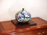 Fujii Kinsai Arita Japan - Somenishiki KInsai Karakusa wari Bird & flower Vase 22.00 cm - Free Shipping