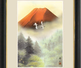 Sankoh Framed Mt. Fuji - G4-BF030L - Aka Fuji (Mt. Fuji & cranes)