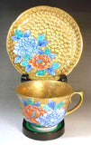 Fujii Kinsai Arita Japan - Somenishiki Golden Peony Cup & Saucer #3 - Free Shipping