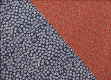 Komon - Double-Sided Dyeing - Kozakura x Asanoha (Blue x Red) 青×赤 50 x 50 cm  - Furoshiki (Japanese Wrapping Cloth)
