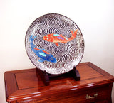 Fujii Kinsai Arita Japan - Somenishiki Platinum Carp Ornamental plate 46.00 cm  - Free Shipping