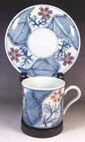 Fujii Kinsai Arita Japan - Somenishiki Kinsai Cosmos Coffee Cup & Saucer - Free shiping