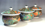 Fujii Kinsai Arita Japan - Somenishiki  Kinsai Matsu,Take, Ume Japanese Teapot & Teacup (Yunomi) 5 Units set - Free Shipping
