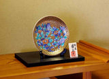 Fujii Kinsai Arita Japan - Somenishiki Golden Tsubaki (Camelia)  Ornamental plate 19.80 cm - Free Shipping