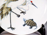 Fujii Kinsai Arita Japan - Somenishiki Kinsai Crane & Turtle Ornamental plate 19.00 cm  - Free Shipping