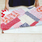 Hare tsutsumi - Hanazukushi Red Furoshiki　晴れ着つつみ 花づくし アカ (Japanese Wrapping Cloth)  145 x 145 cm