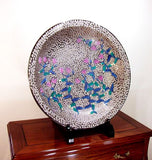 Fujii Kinsai Arita Japan - Somenishiki Platinum Hototogisu Ornamental plate 60.50 cm - Free Shipping