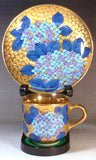Fujii Kinsai Arita Japan - Somenishiki Golden Hydrangea Cup & Saucer #1 - Free Shipping