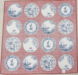 Maruwa -  Imari Small Plate Vermilion 伊万里 綿 小 風呂敷 約50cm 【小皿/朱】  - Furoshiki (Japanese Wrapping Cloth) 50 x 50 cm