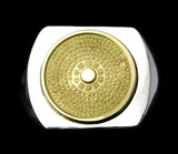 Saito - Heart Sutra 18Kt gold emblem Seal Stand Silver Ring