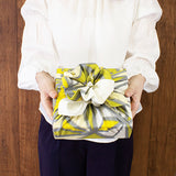 Modern Girl -  Asanoha Yellow - Furoshiki with two rings  70 x 70 cm