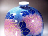 Fujii Kinsai Arita Japan - Somenishiki Kinsai Yurikou Hydrangea Vase 22.00 cm - Free Shipping