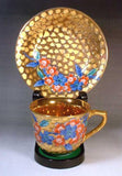 Fujii Kinsai Arita Japan - Somenishiki Golden Sakura Cup & Saucer #2 - Free Shipping