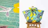 Kata Kata - Water repellent finish - Hummingbird アクアドロップ ハチドリ グリーン(撥水加工) - Furoshiki   100 x 100 cm