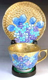 Fujii Kinsai Arita Japan - Somenishiki Golden Hydrangea Cup & Saucer #3 - Free Shipping