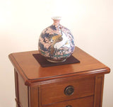 Fujii Kinsai Arita Japan - Somenishiki Kinsai Platinum Sho Chiku Bai Tsuru Kame Vase 17.50 cm - Free Shipping