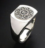 Saito - The Mandala on Lotus flower Crest Emblem (Silver 950) on Seal Stand Silver Ring