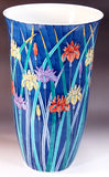 Fujii Kinsai Arita Japan - Somenishiki Shobu (Iris) Vase  34.70 cm - Free Shipping